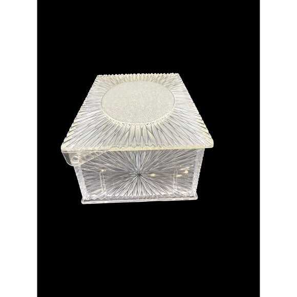 VTG 1950s Clear Lucite Atomic Starburst Jewelry Compartment Box Hong Kong - Picture 7 of 9